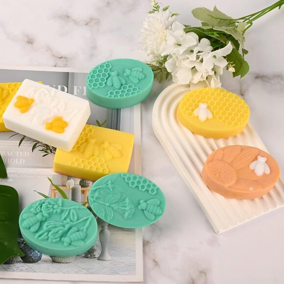 2 Pack 6 Cavity Bee Silicone Soap Molds Rectangle Oval Honeycomb Silicone Molds - Picture 6 of 6